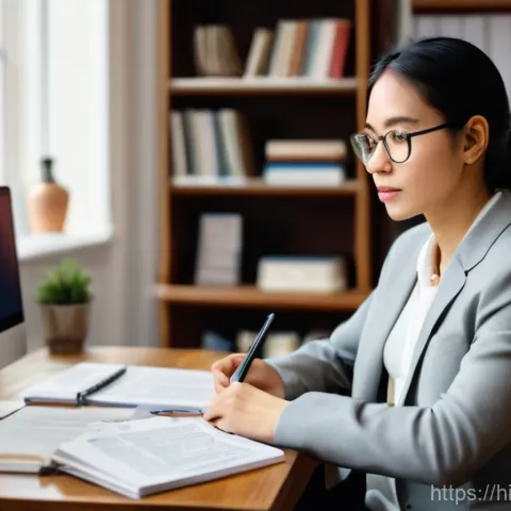 번역사 전문 용어 학습법 - **Prompt 1: The Diligent Technical Translator**
    A highly detailed, realistic image of a female p...