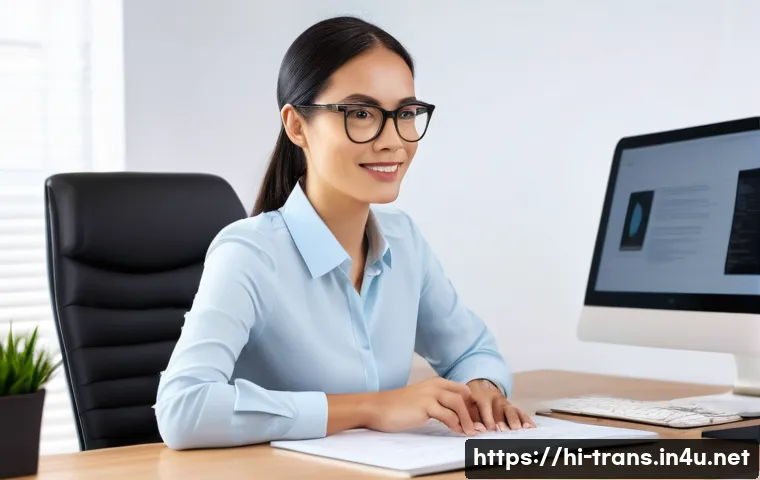 번역사 자격증 취득 후 네트워크 활용 방법 - **Prompt: The Modern Digital Translator's Hub**
A vibrant, professional female translator, mid-3...